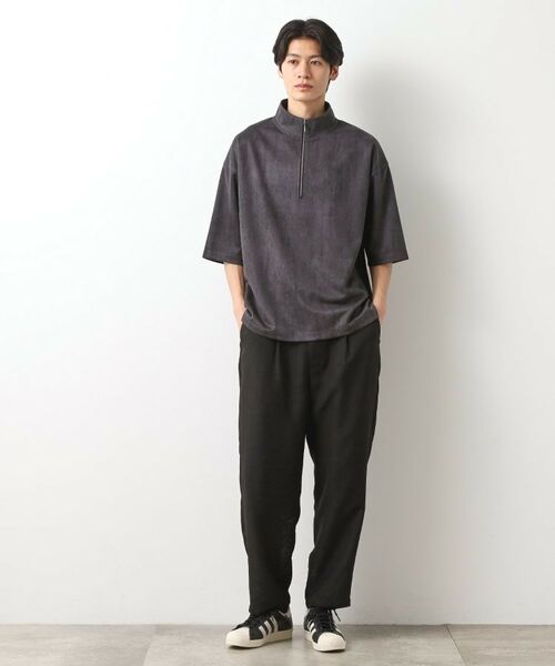 THE SHOP TK / ザ ショップ ティーケー カットソー | スウェードプリントハーフジッププルオーバー　【オーバーサイズ/洗濯機OK】 | 詳細3