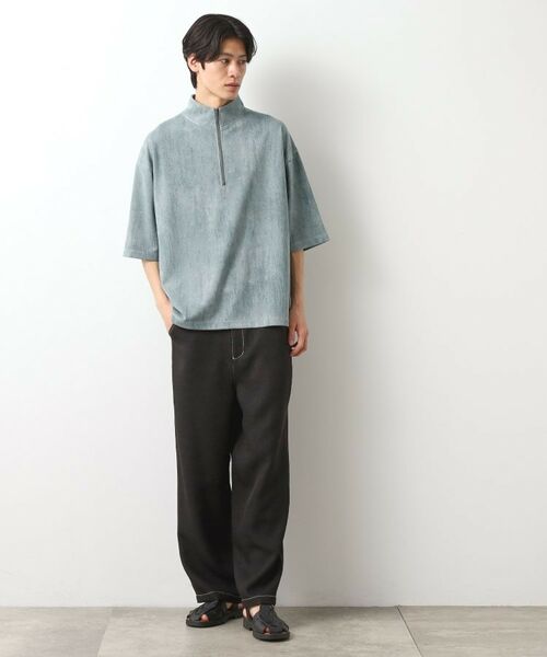 THE SHOP TK / ザ ショップ ティーケー カットソー | スウェードプリントハーフジッププルオーバー　【オーバーサイズ/洗濯機OK】 | 詳細7