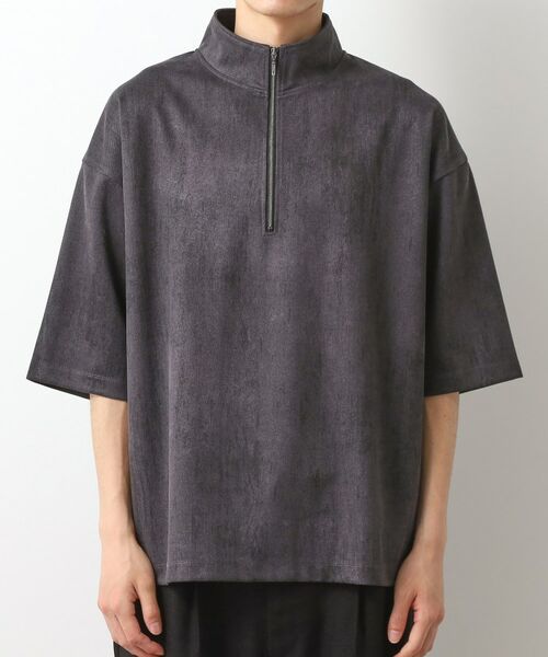 THE SHOP TK / ザ ショップ ティーケー カットソー | スウェードプリントハーフジッププルオーバー　【オーバーサイズ/洗濯機OK】 | 詳細9