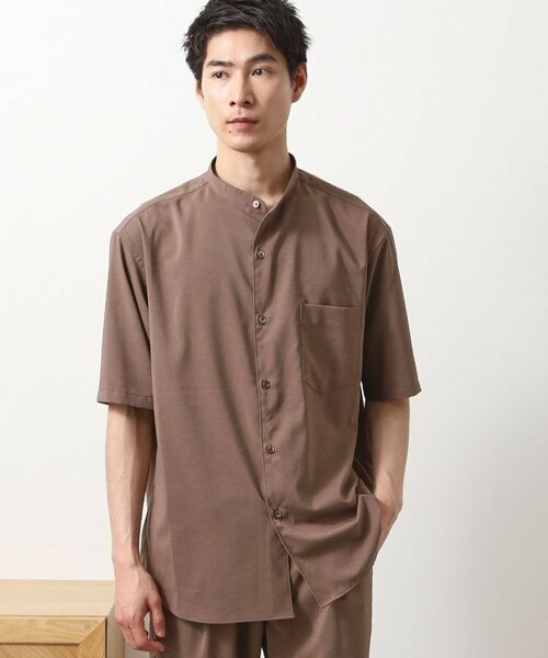 THE SHOP TK / ザ ショップ ティーケー シャツ・ブラウス | クールファイバーバンドカラー半袖シャツ　接触冷感／吸水速乾／UVケア／軽量／セットアップ可 | 詳細3