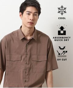 THE SHOP TK / ザ ショップ ティーケー シャツ・ブラウス | クールファイバーダブルフラップ半袖シャツ　接触冷感／吸水速乾／UVケア／軽量／セットアップ可