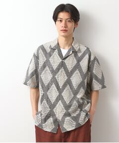 THE SHOP TK / ザ ショップ ティーケー シャツ・ブラウス | ダイヤ柄プリント半袖シャツ【洗濯機OK/オーバーサイズ】