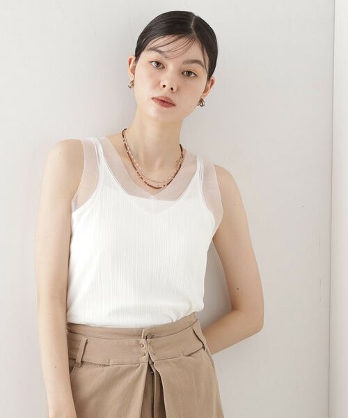 THE SHOP TK / ザ ショップ ティーケー キャミソール・チューブトップ | ランダムリブシアータンク【洗える】 | 詳細1