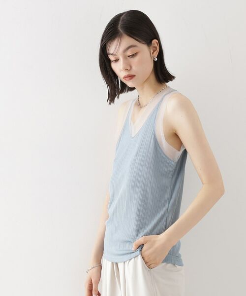 THE SHOP TK / ザ ショップ ティーケー キャミソール・チューブトップ | ランダムリブシアータンク【洗える】 | 詳細10
