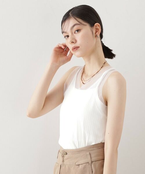 THE SHOP TK / ザ ショップ ティーケー キャミソール・チューブトップ | ランダムリブシアータンク【洗える】 | 詳細2