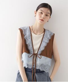 THE SHOP TK / ザ ショップ ティーケー ベスト | レースフリルサテンベスト【洗える】