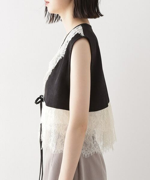 THE SHOP TK / ザ ショップ ティーケー ベスト | レースフリルサテンベスト【洗える】 | 詳細10