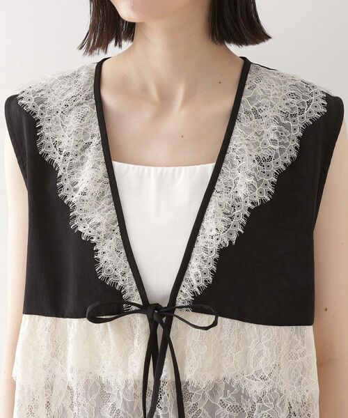 THE SHOP TK / ザ ショップ ティーケー ベスト | レースフリルサテンベスト【洗える】 | 詳細12