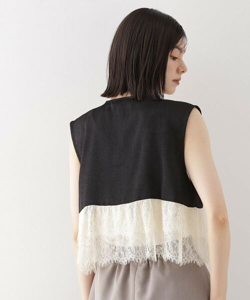 THE SHOP TK / ザ ショップ ティーケー ベスト | レースフリルサテンベスト【洗える】 | 詳細2