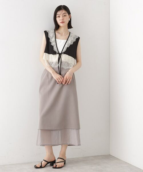 THE SHOP TK / ザ ショップ ティーケー ベスト | レースフリルサテンベスト【洗える】 | 詳細3