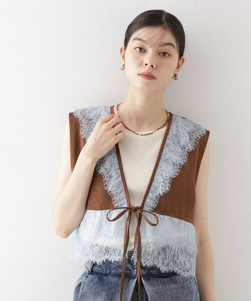 THE SHOP TK / ザ ショップ ティーケー ベスト | レースフリルサテンベスト【洗える】 | 詳細5
