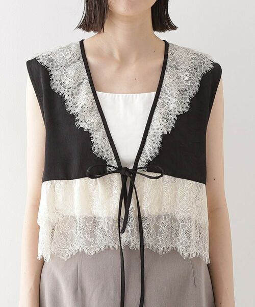 THE SHOP TK / ザ ショップ ティーケー ベスト | レースフリルサテンベスト【洗える】 | 詳細9
