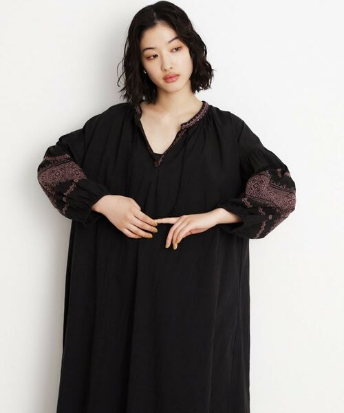 THE SHOP TK / ザ ショップ ティーケー ロング・マキシ丈ワンピース | 刺繍ワンピース【洗濯機OK】 | 詳細1