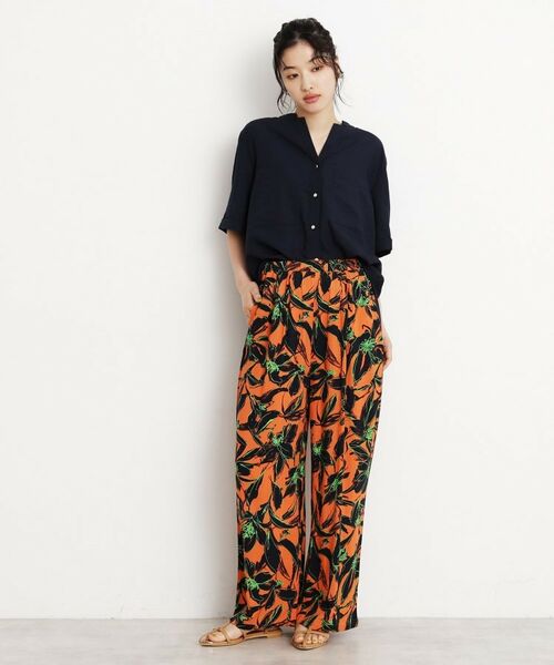 THE SHOP TK / ザ ショップ ティーケー パンツ | レーヨンリネン総柄ワイドパンツ【洗える】 | 詳細3