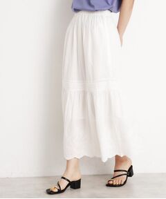 THE SHOP TK / ザ ショップ ティーケー ロング・マキシ丈スカート | スカラップ刺繍スカート【洗濯機OK】