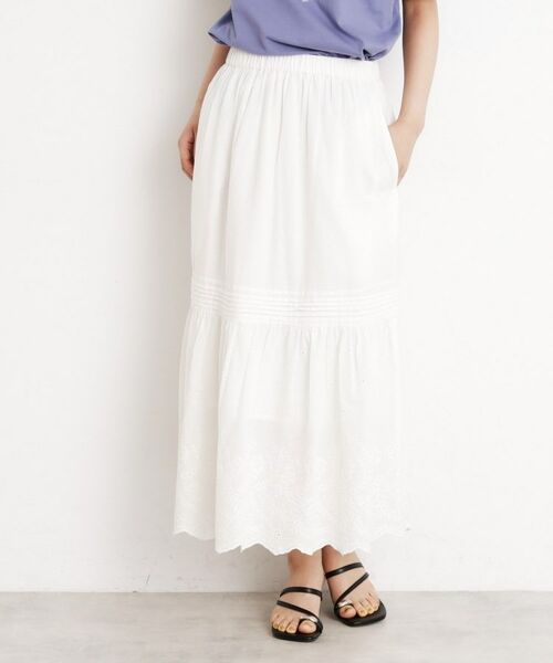 THE SHOP TK / ザ ショップ ティーケー ロング・マキシ丈スカート | スカラップ刺繍スカート【洗濯機OK】 | 詳細1