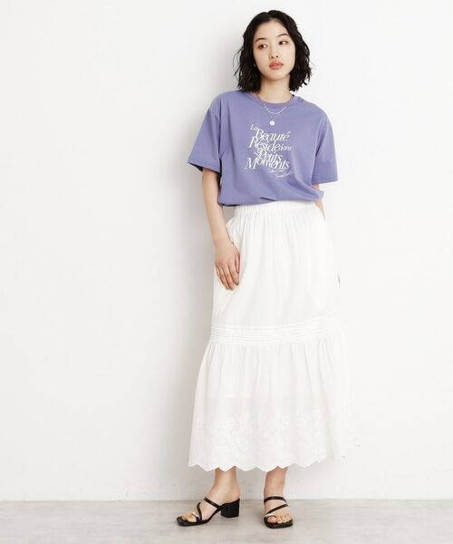 THE SHOP TK / ザ ショップ ティーケー ロング・マキシ丈スカート | スカラップ刺繍スカート【洗濯機OK】 | 詳細3