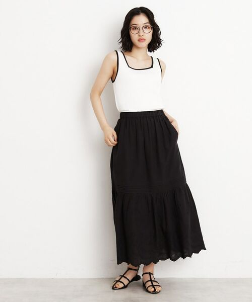 THE SHOP TK / ザ ショップ ティーケー ロング・マキシ丈スカート | スカラップ刺繍スカート【洗濯機OK】 | 詳細7