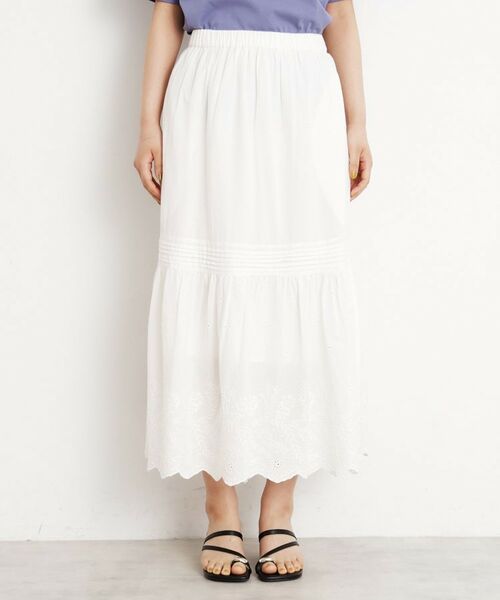 THE SHOP TK / ザ ショップ ティーケー ロング・マキシ丈スカート | スカラップ刺繍スカート【洗濯機OK】 | 詳細9