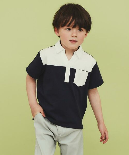 THE SHOP TK / ザ ショップ ティーケー ポロシャツ | 【110-150】切り替えポロシャツ/洗濯機OK | 詳細2