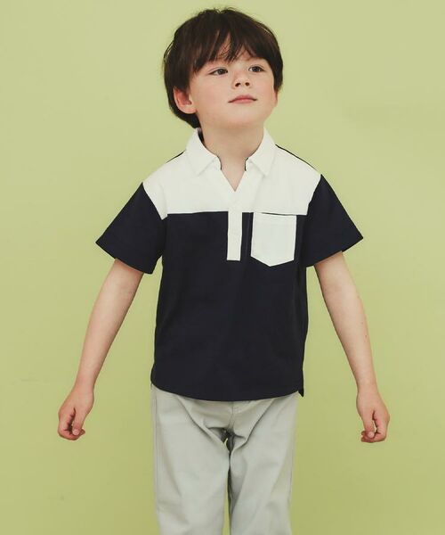 THE SHOP TK / ザ ショップ ティーケー ポロシャツ | 【110-150】切り替えポロシャツ/洗濯機OK | 詳細3