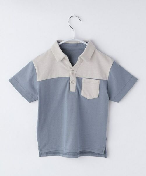 THE SHOP TK / ザ ショップ ティーケー ポロシャツ | 【110-150】切り替えポロシャツ/洗濯機OK(ブルー(591))