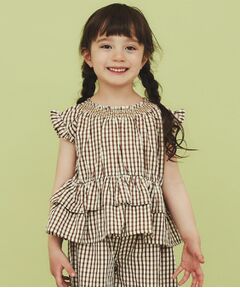 THE SHOP TK / ザ ショップ ティーケー シャツ・ブラウス | 【110-150】ギンガムチェックティアードブラウス/セットアップ可・洗濯機OK