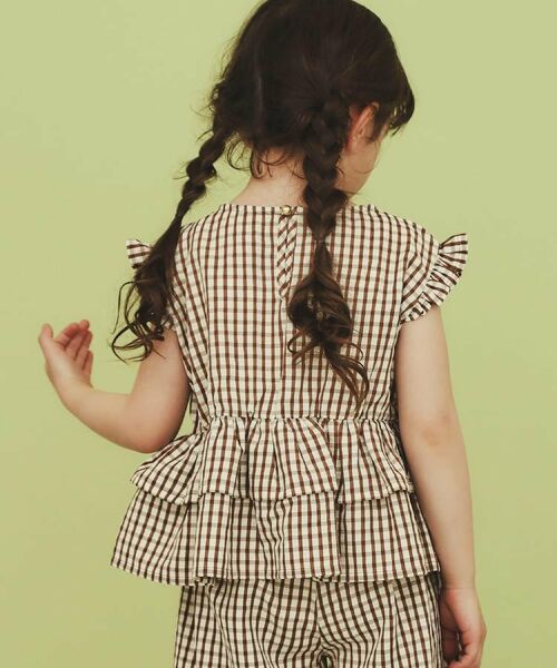 THE SHOP TK / ザ ショップ ティーケー シャツ・ブラウス | 【110-150】ギンガムチェックティアードブラウス/セットアップ可・洗濯機OK | 詳細10