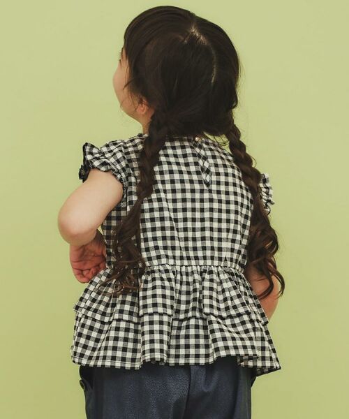 THE SHOP TK / ザ ショップ ティーケー シャツ・ブラウス | 【110-150】ギンガムチェックティアードブラウス/セットアップ可・洗濯機OK | 詳細3