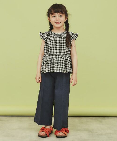 THE SHOP TK / ザ ショップ ティーケー シャツ・ブラウス | 【110-150】ギンガムチェックティアードブラウス/セットアップ可・洗濯機OK | 詳細4