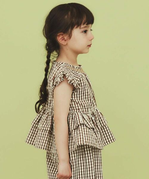 THE SHOP TK / ザ ショップ ティーケー シャツ・ブラウス | 【110-150】ギンガムチェックティアードブラウス/セットアップ可・洗濯機OK | 詳細9