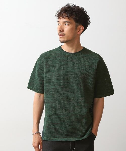 THE SHOP TK / ザ ショップ ティーケー ニット・セーター | ドライタッチ半袖ニットTシャツ 【洗濯機OK】(グリーン(024))