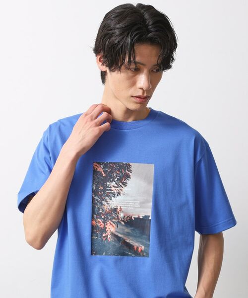 THE SHOP TK/ザ ショップ ティーケー 【旅するTシャツ】フォトプリント マシンウォッシャブル/サスティナブル ブルー(093) 02(M) THE SHOP TK/ザ ショップ ティーケー 【旅するTシャツ】フォトプリント マシンウォッシャブル/サスティナブル ブルー(093) 02(M)