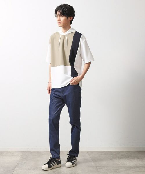 THE SHOP TK / ザ ショップ ティーケー パーカー | ブロッキング半袖パーカ　洗濯機OK | 詳細3