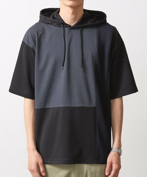 THE SHOP TK / ザ ショップ ティーケー パーカー | ブロッキング半袖パーカ　洗濯機OK | 詳細9