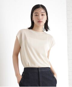 THE SHOP TK / ザ ショップ ティーケー ニット・セーター | ラメシアーフレンチ袖トップス【セットUP可/洗濯機OK】