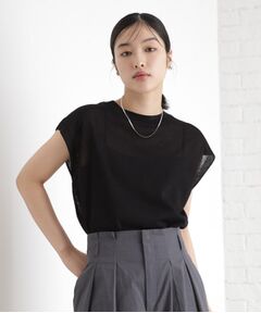 THE SHOP TK / ザ ショップ ティーケー ニット・セーター | ラメシアーフレンチ袖トップス【セットUP可/洗濯機OK】