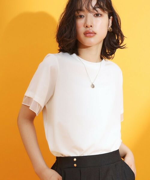 THE SHOP TK / ザ ショップ ティーケー Tシャツ | 【再入荷】袖シアーTシャツ【接触冷感/UV/洗濯機OK】 | 詳細1