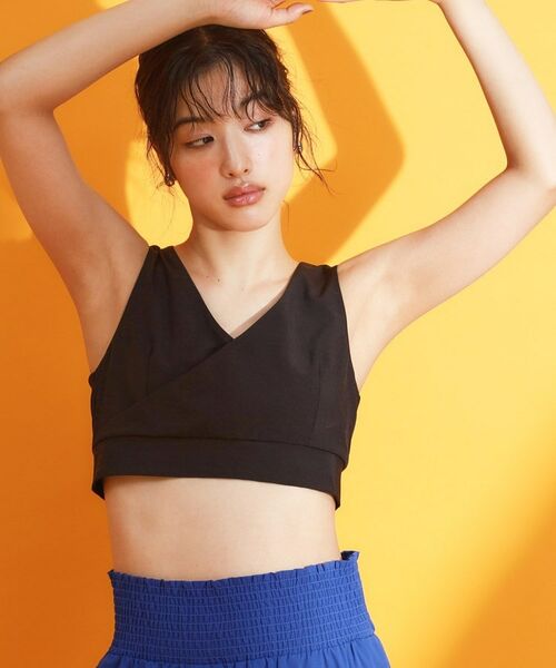 THE SHOP TK / ザ ショップ ティーケー キャミソール・チューブトップ | 【mizugiwa/ラッシュガード】パット入りリボンビスチェ/セットアップ可/接触冷感/UVケア/洗える | 詳細1