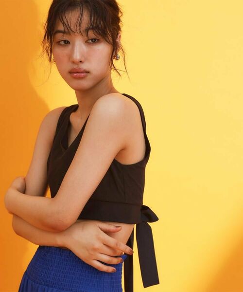 THE SHOP TK / ザ ショップ ティーケー キャミソール・チューブトップ | 【mizugiwa/ラッシュガード】パット入りリボンビスチェ/セットアップ可/接触冷感/UVケア/洗える | 詳細2