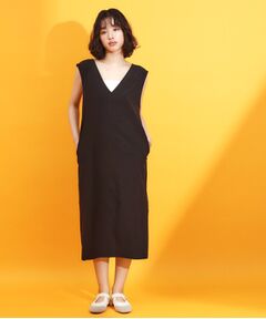 THE SHOP TK / ザ ショップ ティーケー ロング・マキシ丈ワンピース | 【mizugiwa/ラッシュガード】Vネックジャンスカ/セットアップ可/接触冷感/UVケア/洗濯機OK