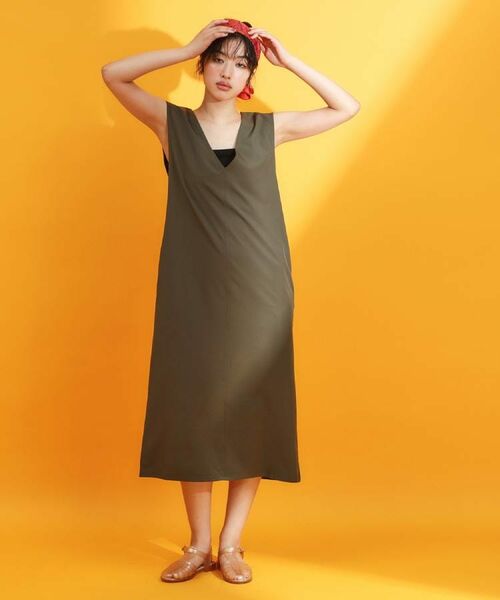 THE SHOP TK / ザ ショップ ティーケー ロング・マキシ丈ワンピース | 【mizugiwa/ラッシュガード】Vネックジャンスカ/セットアップ可/接触冷感/UVケア/洗濯機OK | 詳細3