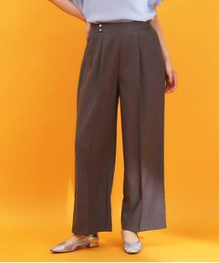 THE SHOP TK / ザ ショップ ティーケー パンツ | 麻調ピンタックワイドパンツ【洗濯機OK】