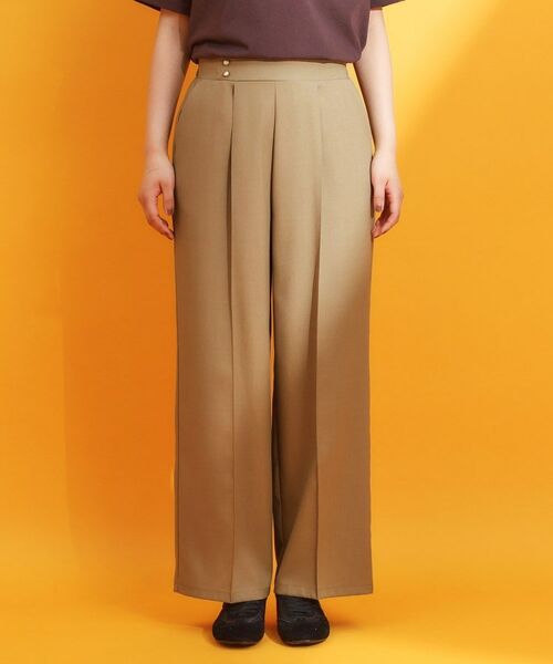 THE SHOP TK / ザ ショップ ティーケー パンツ | 麻調ピンタックワイドパンツ【洗濯機OK】 | 詳細13