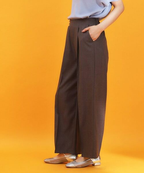 THE SHOP TK / ザ ショップ ティーケー パンツ | 麻調ピンタックワイドパンツ【洗濯機OK】 | 詳細5
