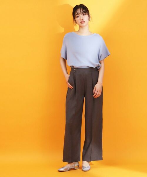 THE SHOP TK / ザ ショップ ティーケー パンツ | 麻調ピンタックワイドパンツ【洗濯機OK】 | 詳細6