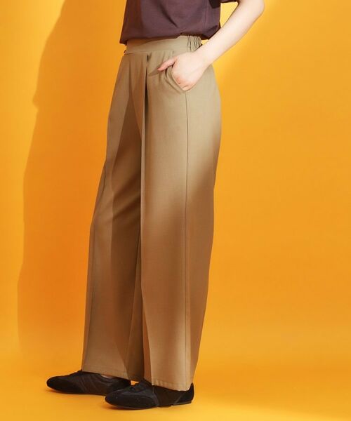THE SHOP TK / ザ ショップ ティーケー パンツ | 麻調ピンタックワイドパンツ【洗濯機OK】 | 詳細9