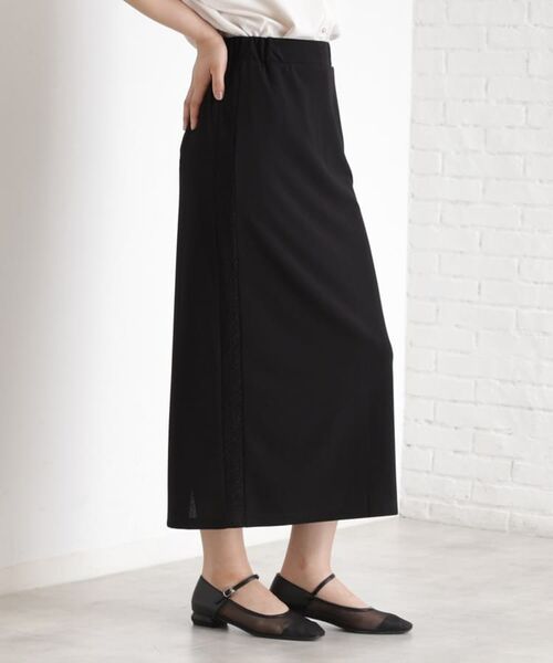 THE SHOP TK / ザ ショップ ティーケー ロング・マキシ丈スカート | サイドラメラインタイトスカート【洗濯機OK】 | 詳細1