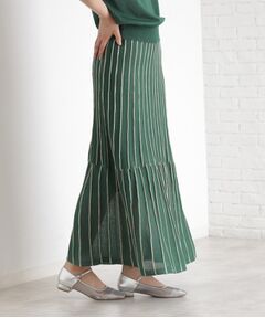 THE SHOP TK / ザ ショップ ティーケー ロング・マキシ丈スカート | ラメシアーストライプスカート【毛玉になりにくい/洗濯機OK】