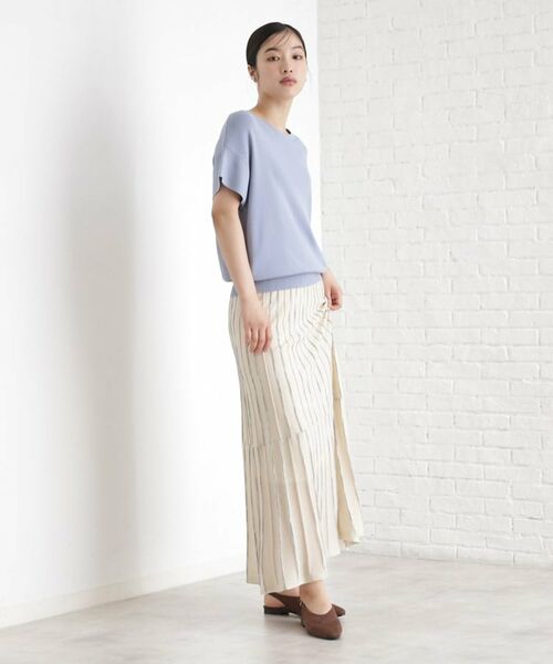 THE SHOP TK / ザ ショップ ティーケー ロング・マキシ丈スカート | ラメシアーストライプスカート【毛玉になりにくい/洗濯機OK】 | 詳細10